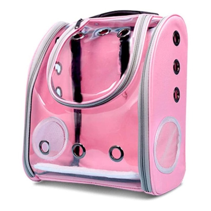 Rucsac  full geam , pentru transportul animalelor de companie mici, roz ,  40 cm ,Doty [1]