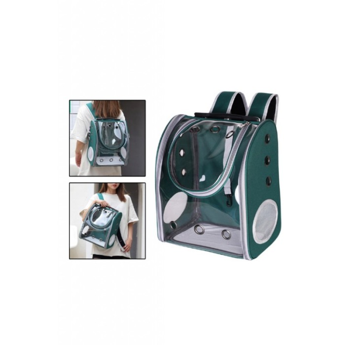 Rucsac full geam, pentru transportul animalelor de companie mici, verde, 40 cm, Doty® [3]