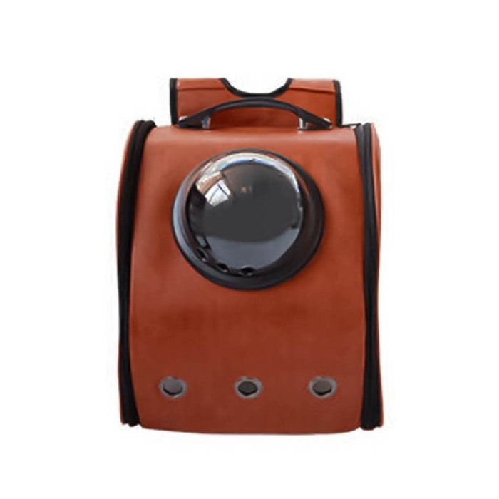 Rucsac maro cu capsula astronaut, pentru caini si pisici de talie mica ,spatiu respirabil , piele ecologica 39 cm ,Doty [4]