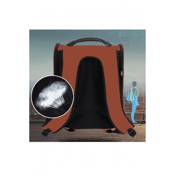 Rucsac maro cu capsula astronaut, pentru caini si pisici de talie mica ,spatiu respirabil , piele ecologica 39 cm ,Doty [6]