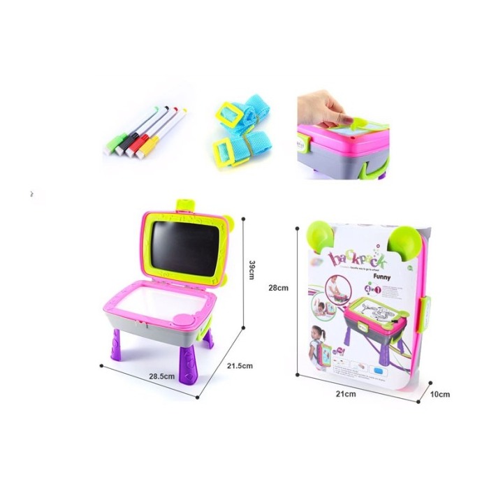 Rucsac multifunctional 4 in 1, creta colorata, carioci, burete de sters, set educativ,alte accesorii incluse,multicolor, doty [4]