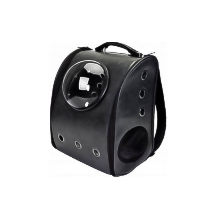Rucsac negru  cu capsula astronaut, pentru caini si pisici de talie mica ,spatiu respirabil , piele ecologica 39 cm Doty [2]