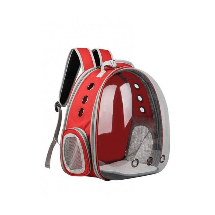 Rucsac rosu cu capsula transparenta,pentru caini si pisici de talie mica si medie, spate extensibil,spatiu respirabil, Doty [2]