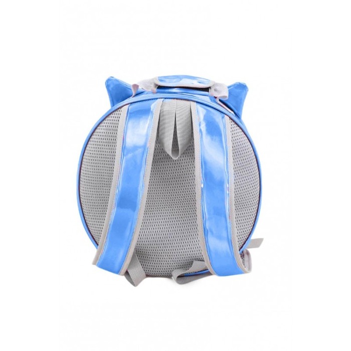 Rucsac rotund Zeze pentru caini si pisici de talie mica, capac transparent, design sidefat cu urechi,orificii aerisire,albastru, [2]