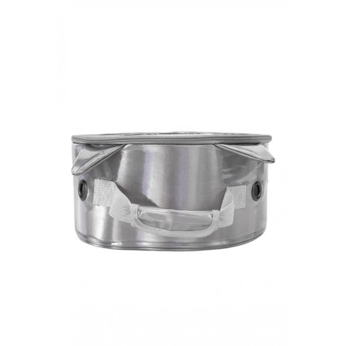 Rucsac rotund Zeze pentru caini si pisici de talie mica, capac transparent, design sidefat cu urechi,orificii aerisire,gri,doty [6]