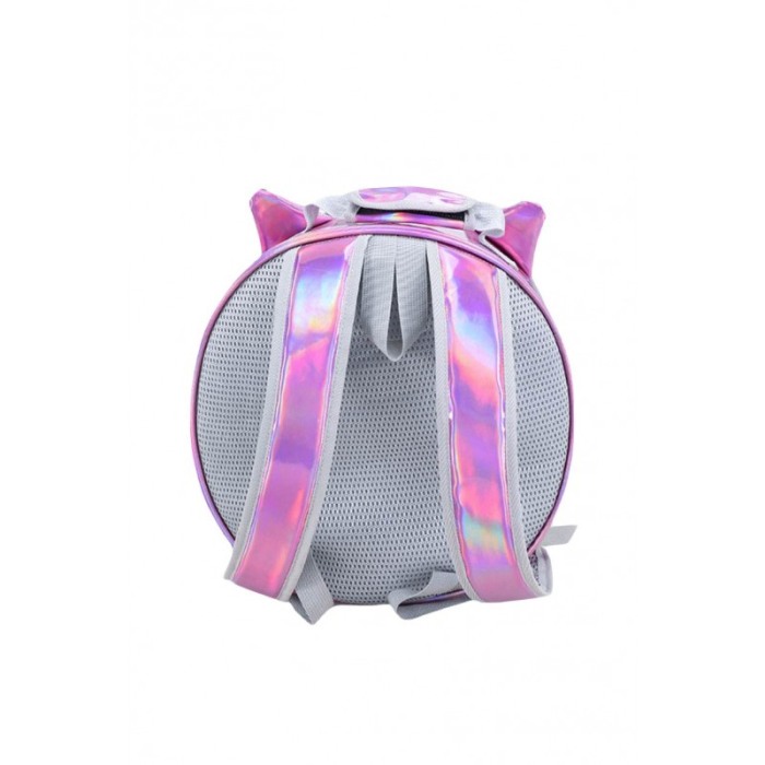 Rucsac rotund Zeze pentru caini si pisici de talie mica, capac transparent, design sidefat cu urechi,orificii aerisire,mov desch [6]