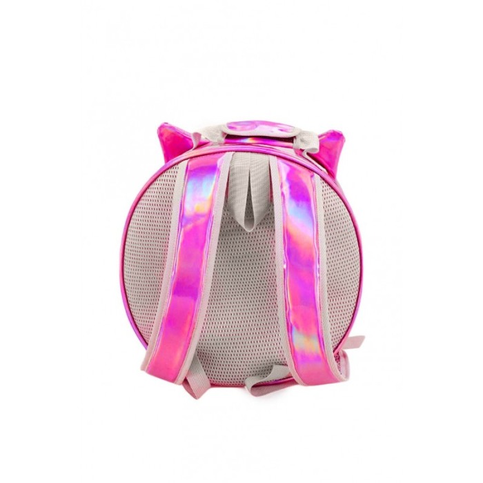 Rucsac rotund Zeze pentru caini si pisici de talie mica, capac transparent, design sidefat cu urechi,orificii aerisire,roz cicla [3]