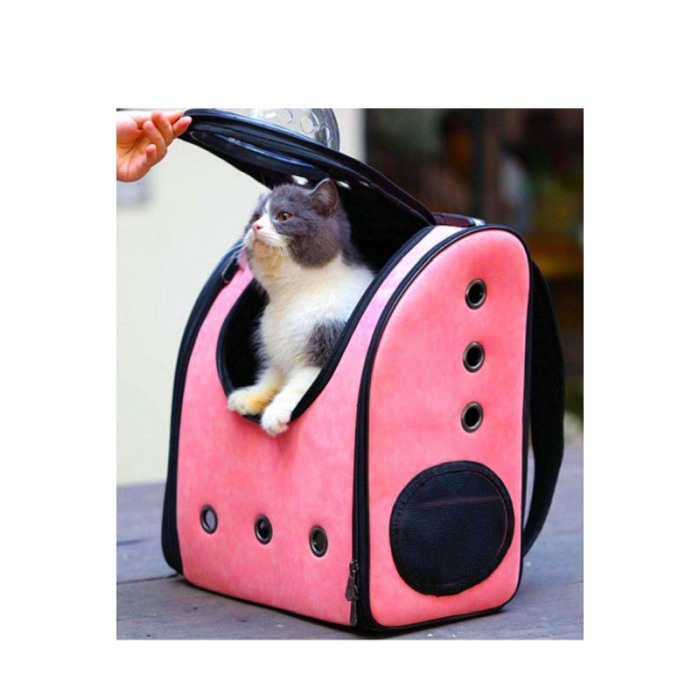 Rucsac roz cu capsula astronaut, pentru caini si pisici de talie mica ,spatiu respirabil , piele ecologica 39 cm Doty [4]