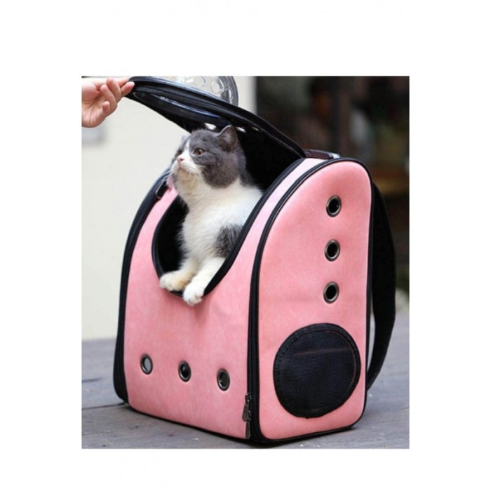 Rucsac roz pudra cu capsula astronaut, pentru caini si pisici de talie mica ,spatiu respirabil , piele ecologica 39 cm Doty [5]
