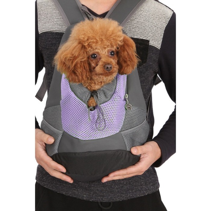 Rucsac SafeCary pentru animalele de companie de talie mica/medie, sustine pana la 7 kg, gri/mov, 46x36x16 cm, Doty®️ [5]