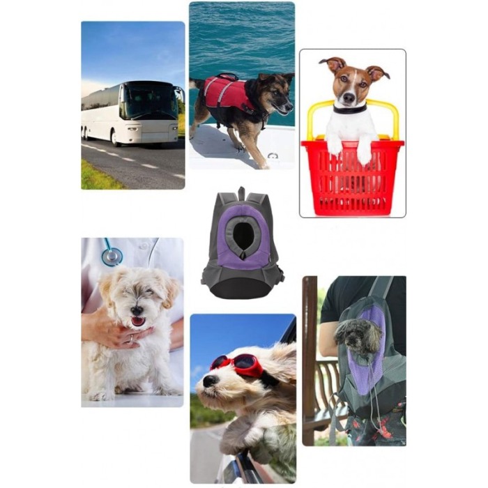 Rucsac SafeCary pentru animalele de companie de talie mica/medie, sustine pana la 7 kg, gri/mov, 46x36x16 cm, Doty®️ [2]