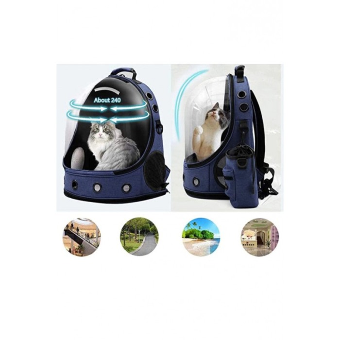 Rucsac Simba pentru transportul animalelor de companie de talie mica si medie,37x28x41 cm, design modern, albastru [4]