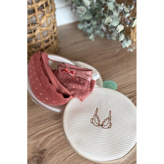 Sac pentru spalarea sutienelor la masina de spalat rufe BraProtection, poliester, inchidere cu fermoar, 28x19cm, crem, Doty®️ [3]