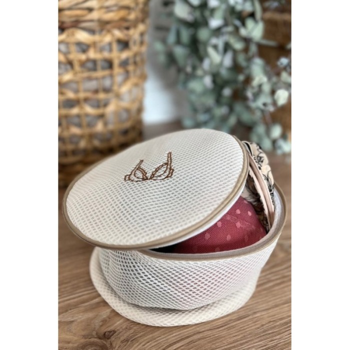 Sac pentru spalarea sutienelor la masina de spalat rufe BraProtection, poliester, inchidere cu fermoar, 28x19cm, crem, Doty®️ [6]