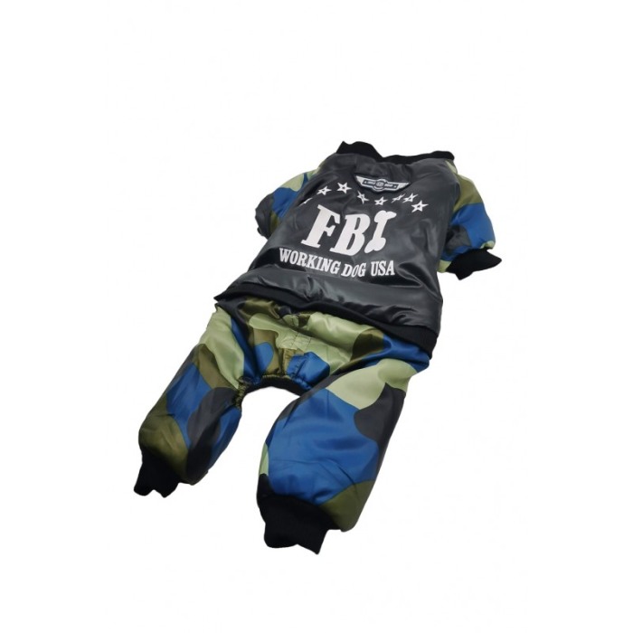 Salopeta calduroasa cu picioruse pentru catei de talie mica, cu imprimeu camuflaj,verde/albastru, masura XL, Doty® [2]