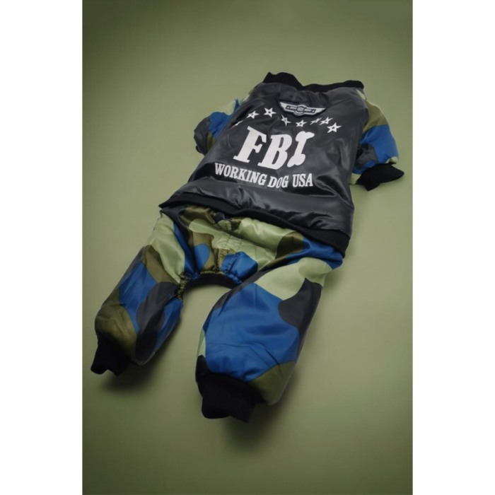 Salopeta calduroasa cu picioruse pentru catei de talie mica, cu imprimeu camuflaj,verde/albastru, masura XL, Doty® [5]