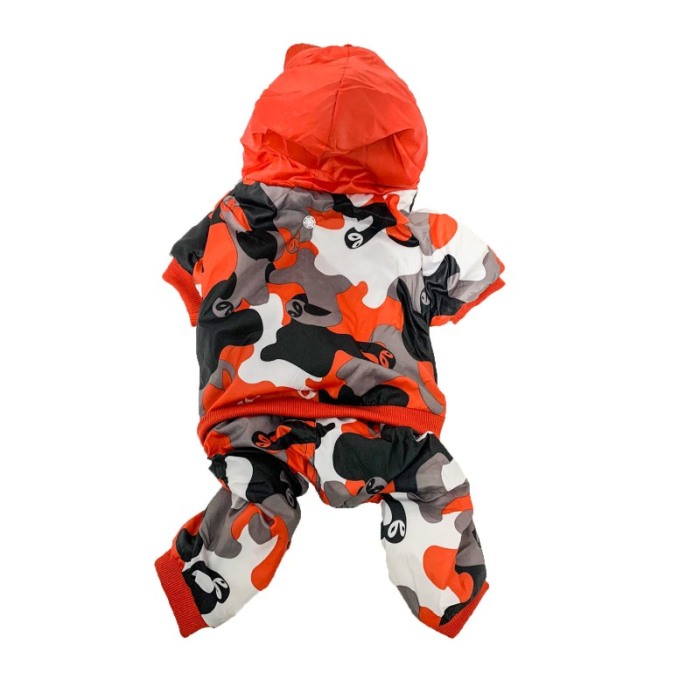 Salopeta imblanita cu gluga pentru catei de talie medie, model bufnite, multicolor, masura XL [3]