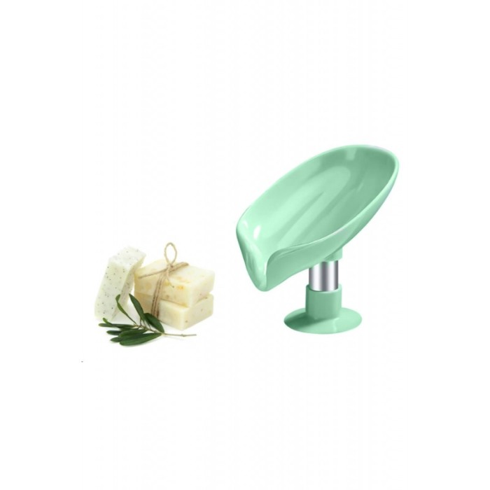 Savoniera LeafSoap Doty®, tip frunza, cu ventuza, orificiu de scurgere, 13 cm, din ABS, verde deschis [2]