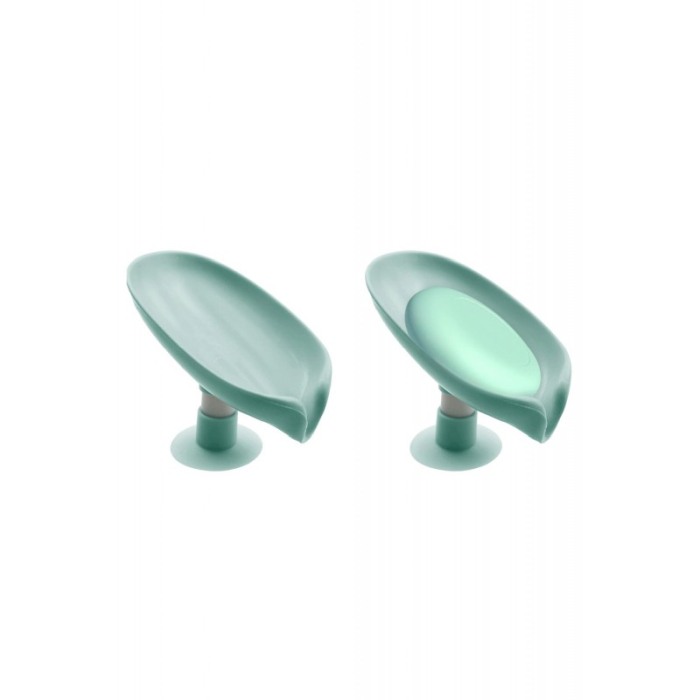 Savoniera LeafSoap Doty®, tip frunza, cu ventuza, orificiu de scurgere, 13 cm, din ABS, verde deschis [4]
