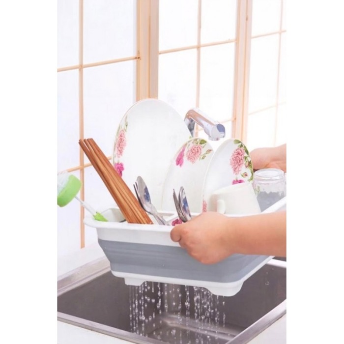 Scurgator de vase pliabil QuickDrainer Doty®, cu suport , din silicon, cu picurator, 5L, 36x31x11.5 cm, alb/gri [7]