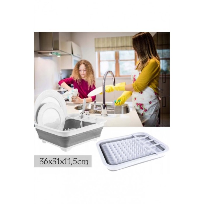 Scurgator de vase pliabil QuickDrainer Doty®, cu suport , din silicon, cu picurator, 5L, 36x31x11.5 cm, alb/gri [8]