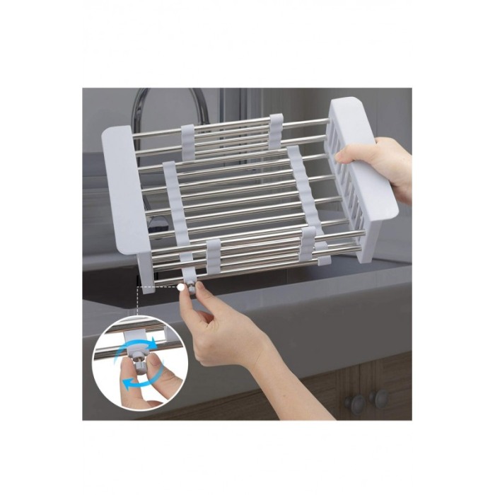 Scurgator Easy Drain pentru vesela, fructe sau legume, ajustabil, plastic si inox, gri, 43 cm, Doty®️ [6]