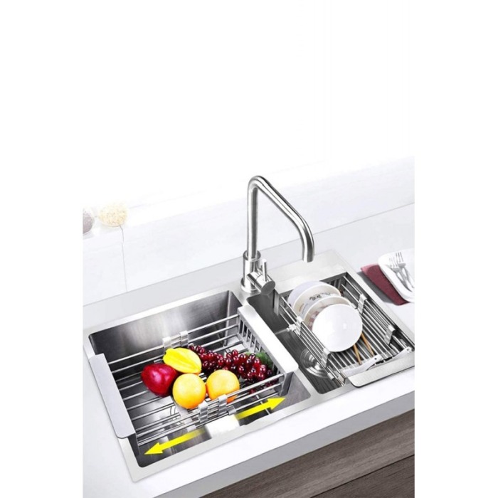 Scurgator Easy Drain pentru vesela, fructe sau legume, ajustabil, plastic si inox, gri, 43 cm, Doty®️ [5]