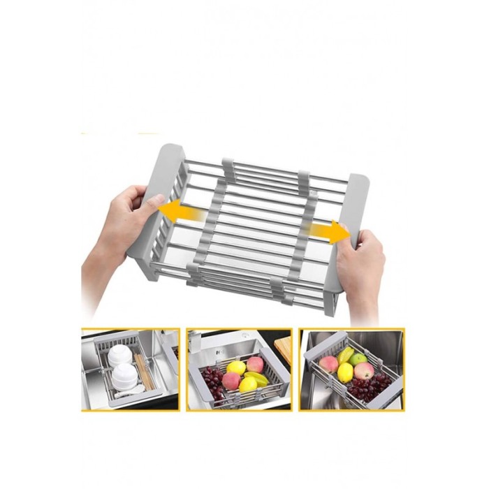 Scurgator Easy Drain pentru vesela, fructe sau legume, ajustabil, plastic si inox, gri, 43 cm, Doty®️ [7]