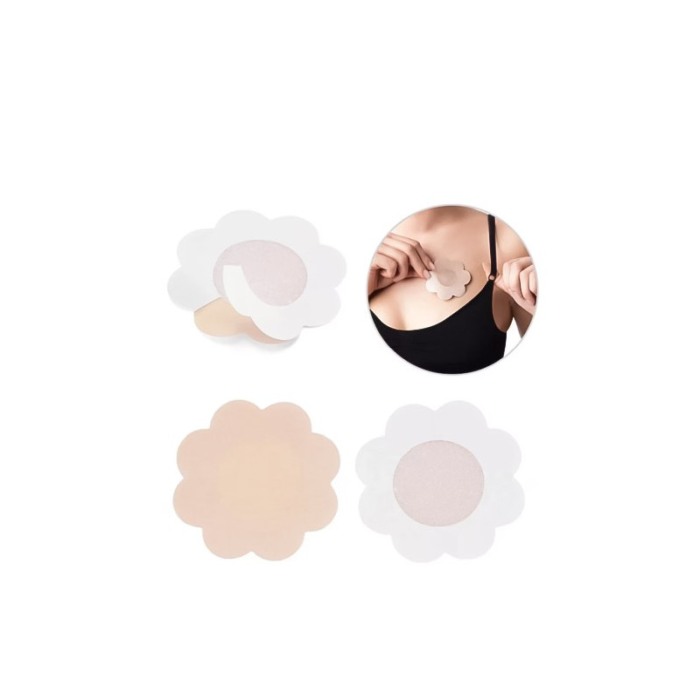 Set 10 bucati de plasturi pentru sani Topless, de unica folosinta, forma floare, 7,5 cm, practici, siguri, nude, Doty®️ [7]
