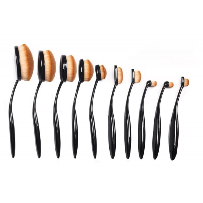 Set 10  pensule ovale pentru machiaj, peri naturali, materiale de calitate,codita ergonomica,negru, doty [4]