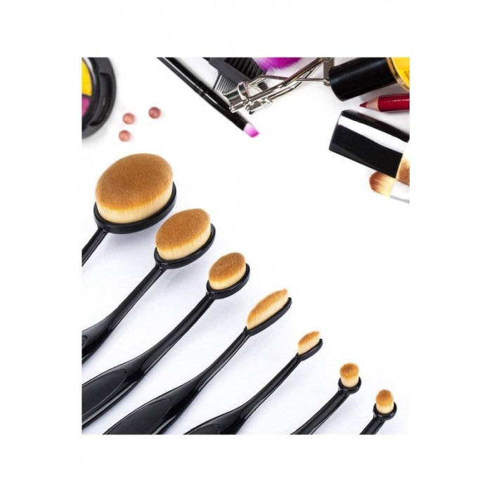 Set 10  pensule ovale pentru machiaj, peri naturali, materiale de calitate,codita ergonomica,negru, doty [5]