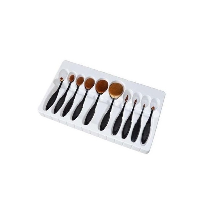 Set 10  pensule ovale pentru machiaj, peri naturali, materiale de calitate,codita ergonomica,negru, doty [9]