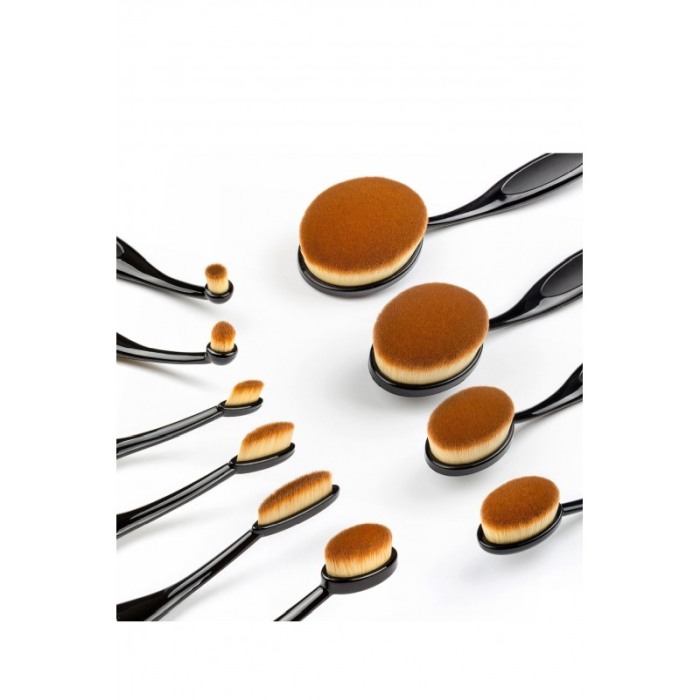 Set 10  pensule ovale pentru machiaj, peri naturali, materiale de calitate,codita ergonomica,negru, doty [6]