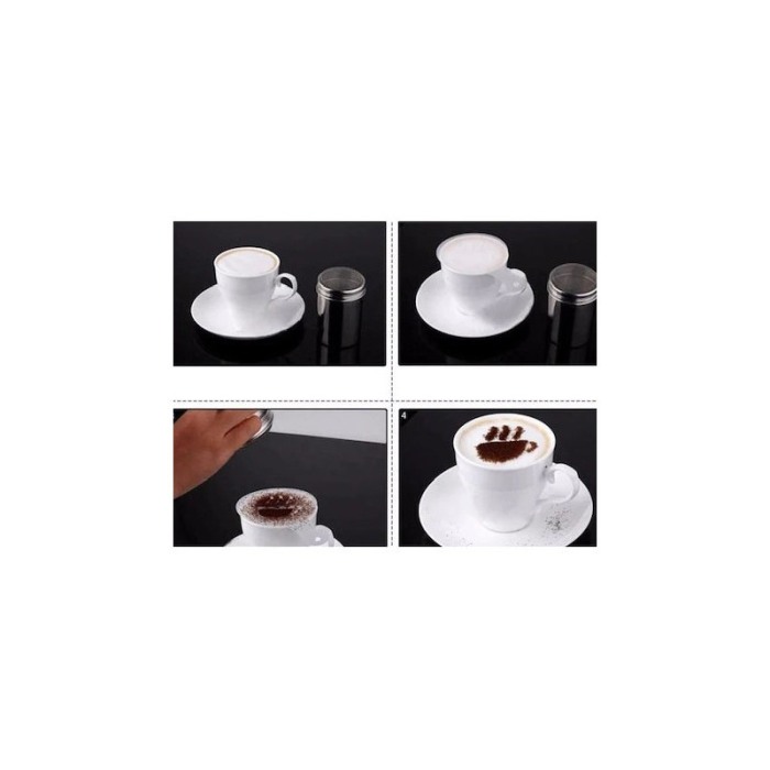 Set 16 forme de ornat cafea sau prajituri CoffeeArt, din plastic, reutilizabile, transparente, D [3]