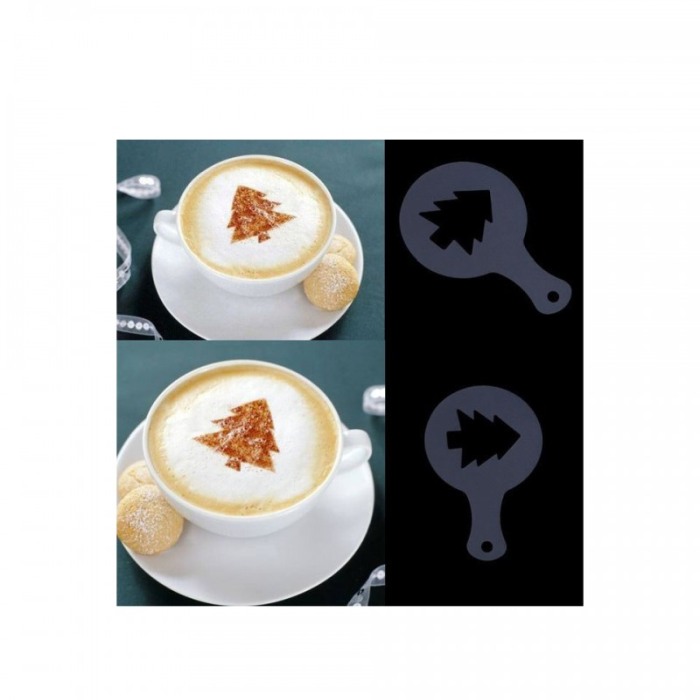 Set 16 forme de ornat cafea sau prajituri CoffeeArt, din plastic, reutilizabile, transparente, D [7]