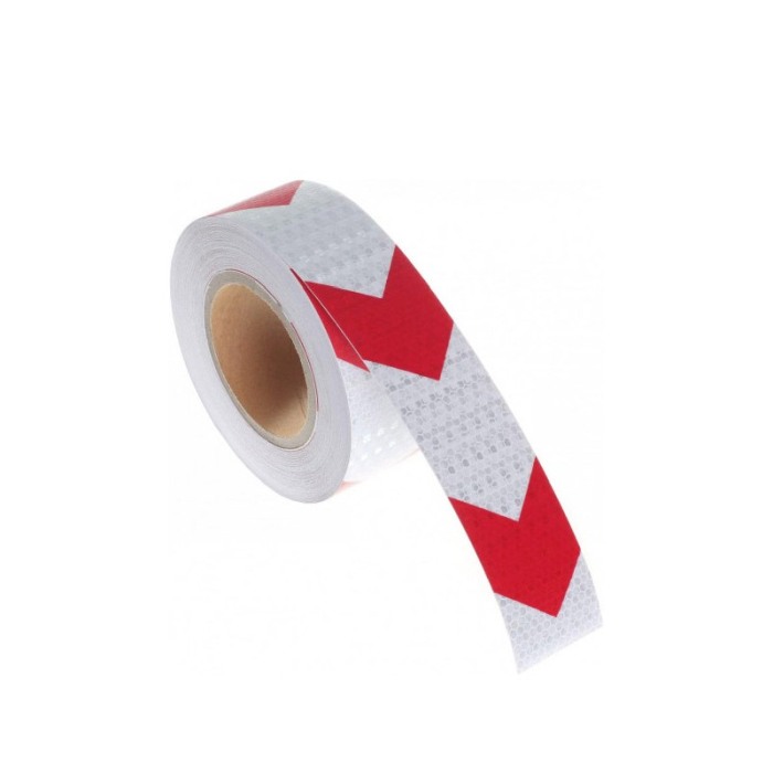 Set 2 benzi reflectorizante de avertizare FlashBand Doty®, model fagure, Autoadeziva, 5m x 5cm, rosu/alb [4]