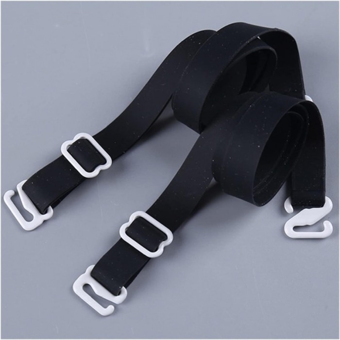 Set 2 bretele pentru sutien FashionBra, din silicon, 37x1.5 cm, reglabile, negru mat, Doty®️ [3]