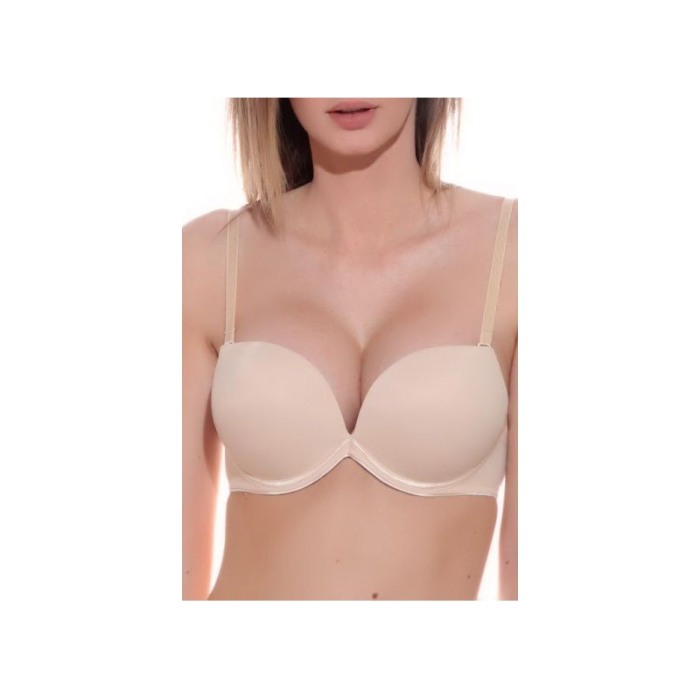 Set 2 bretele pentru sutien FashionBra, din silicon, 37x1 cm, reglabile, crem semi transparent, Doty®️ [3]