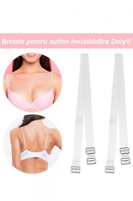 Set 2 bretele pentru sutien InvisibleBra, din silicon, transparente, cu detalii metalice 35x1 cm, reglabile, Doty [2]