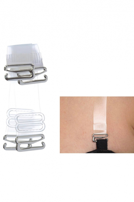 Set 2 bretele pentru sutien InvisibleBra, din silicon, transparente, cu detalii metalice 35x1 cm, reglabile, Doty [7]