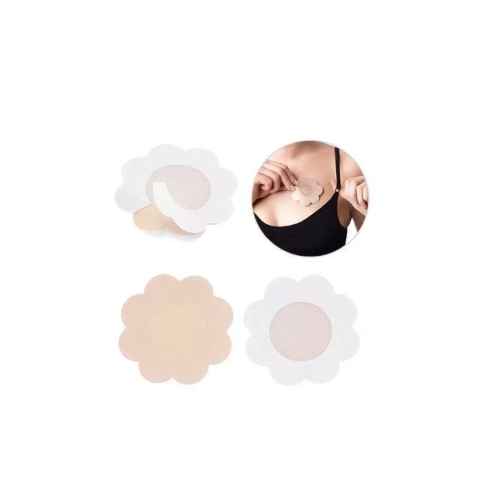 Set 2 bucati de plasturi pentru sani Topless, de unica folosinta, forma floare, 7, 5 cm, practici, siguri, nude, Doty®️ [4]