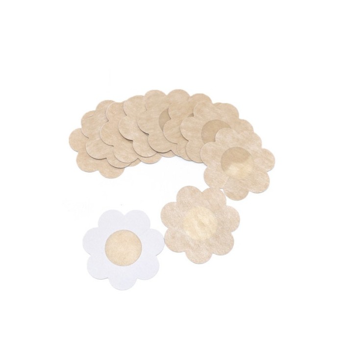 Set 2 bucati de plasturi pentru sani Topless, de unica folosinta, forma floare, 7, 5 cm, practici, siguri, nude, Doty®️ [1]