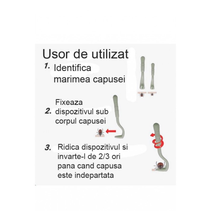 Set 2 Dispozitive pentru indepartarea capuselor NoTick Doty®, manual, 2 marimi, usor de utilizat, confort, gri [2]