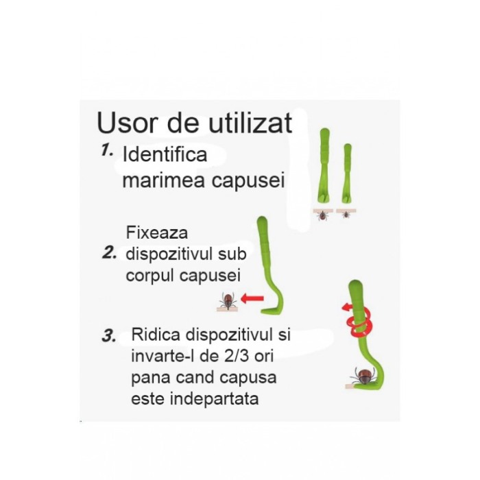 Set 2 Dispozitive pentru indepartarea capuselor NoTick Doty®, manual, 2 marimi, usor de utilizat, confort, verde [10]