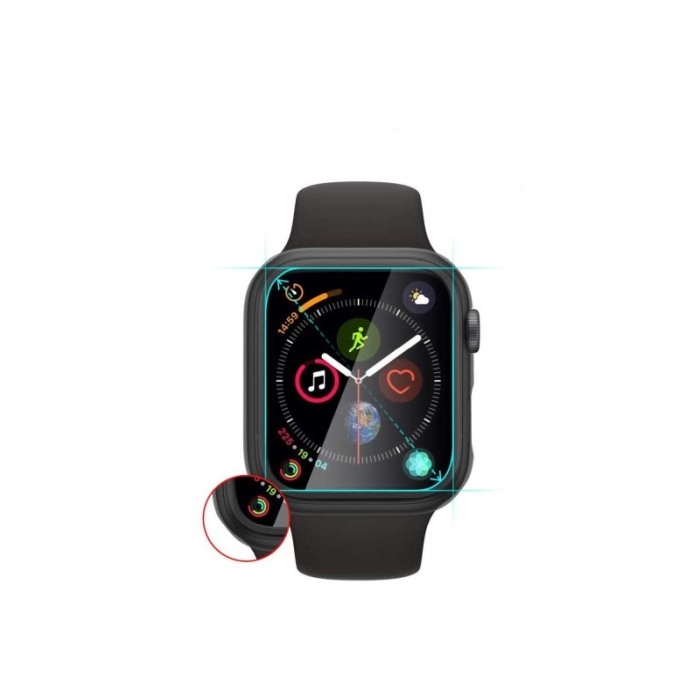 Set 2 in 1 curea din silicon si husa protectie ecran pentru Apple Watch series 1/2/3/4/5/6/7, 42 mm, negru [7]