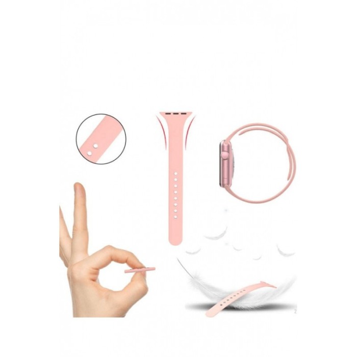 Set 2 in 1 curea din silicon si husa protectie ecran pentru Apple Watch series 1/2/3/4/5  ,materiale de calitate,40 mm, roz,doty [3]