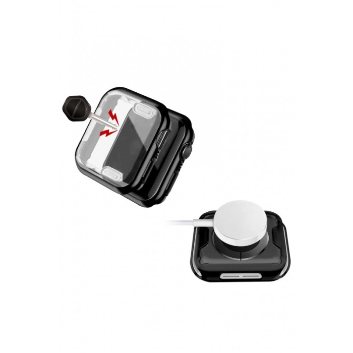 Set 2 in 1 curea din silicon si husa protectie ecran pentru Apple Watch series 1/2/3/4/5  ,materiale de calitate,42 mm, negru,do [7]