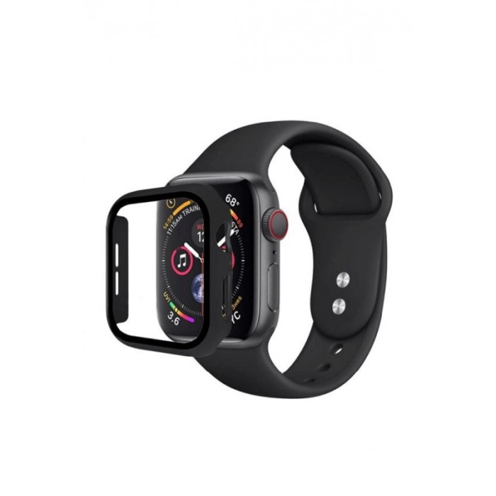 Set 2 in 1 curea din silicon si husa protectie ecran pentru Apple Watch series 1/2/3/4/5  ,materiale de calitate,42 mm, negru,do [9]