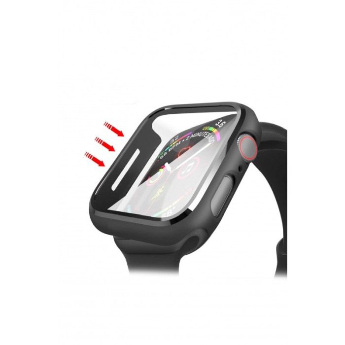 Set 2 in 1 curea din silicon si husa protectie ecran pentru Apple Watch series 1/2/3/4/5  ,materiale de calitate,44 mm, negru,do [3]