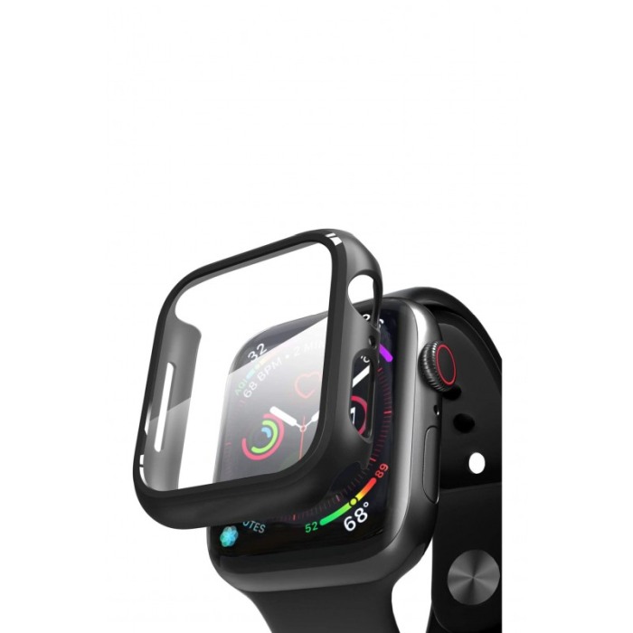 Set 2 in 1 curea din silicon si husa protectie ecran pentru Apple Watch series 1/2/3/4/5  ,materiale de calitate,44 mm, negru,do [7]